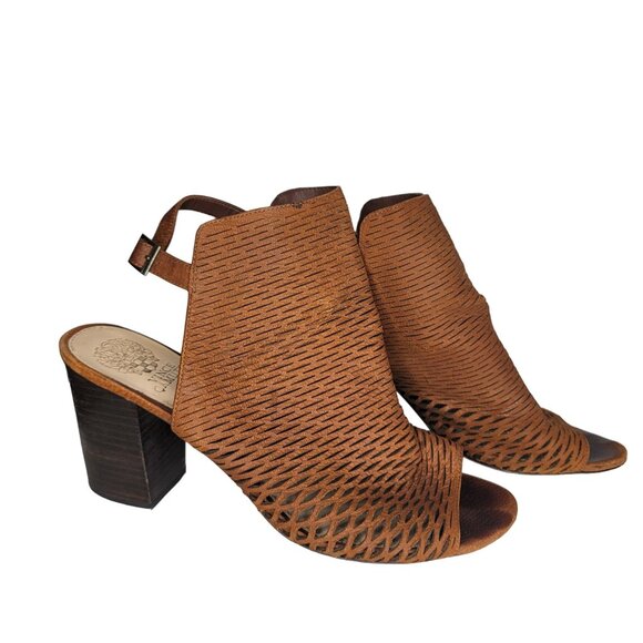 Vince Camuto size 11 Brown Open Toe Heeled Sandals With Cut-Out Design - Picture 6 of 9